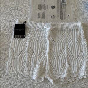 Women's White Knit Swim Coverup Shorts